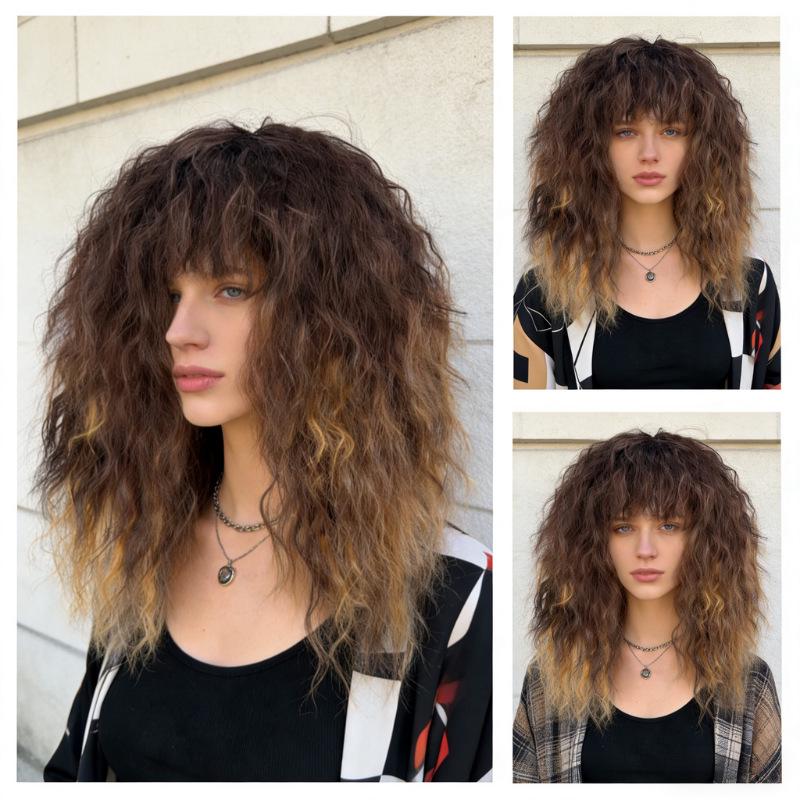 Stilvolle hitzebeständige Damen-Vollperücke: Europäisches & Amerikanisches Flauschiges Locken-Design