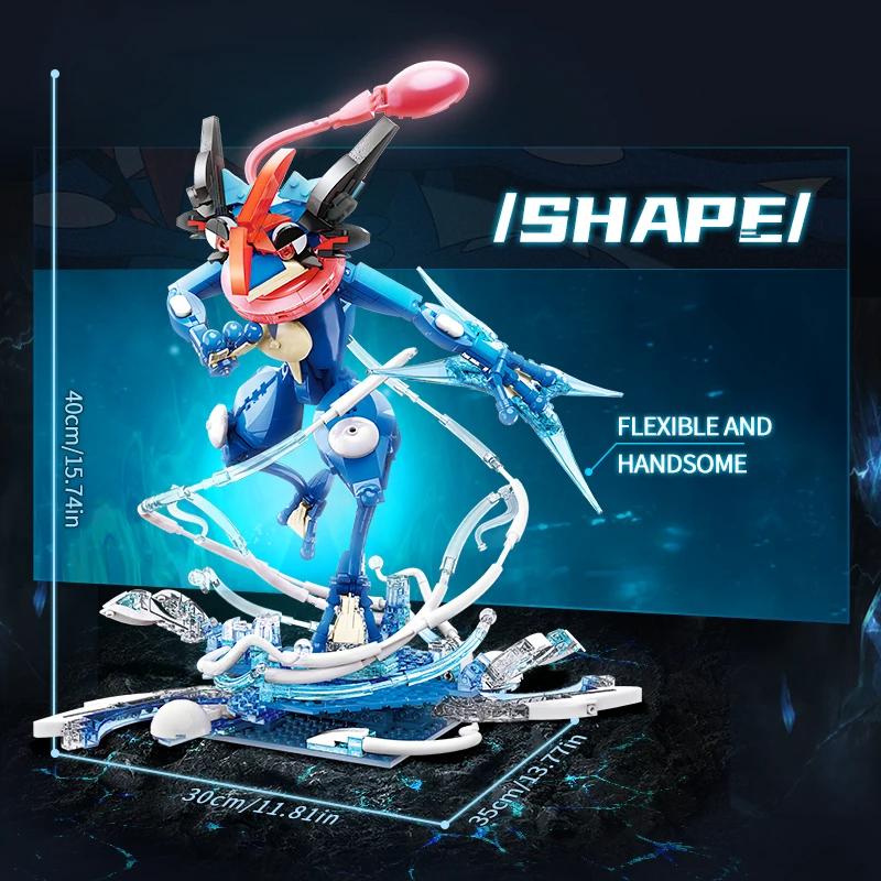 Non-Toxic Pokemon Anime Cartoon Ash'S Greninja Building Blocks Ash'S Version Of Koga Ninja Movies Model Bricks Toys For Kids Holiday Gifts