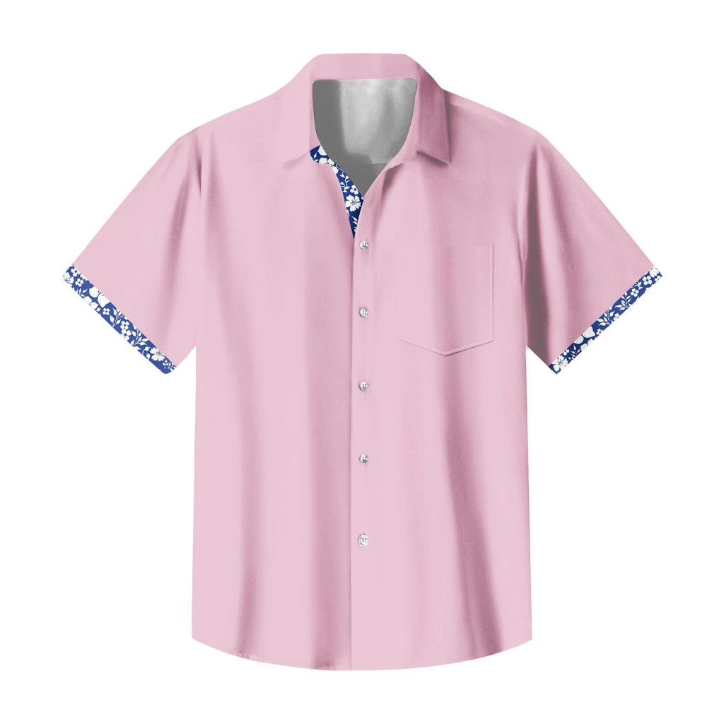 Pánská vintage letní plážová košile s krátkým rukávem na knoflíky na bowling