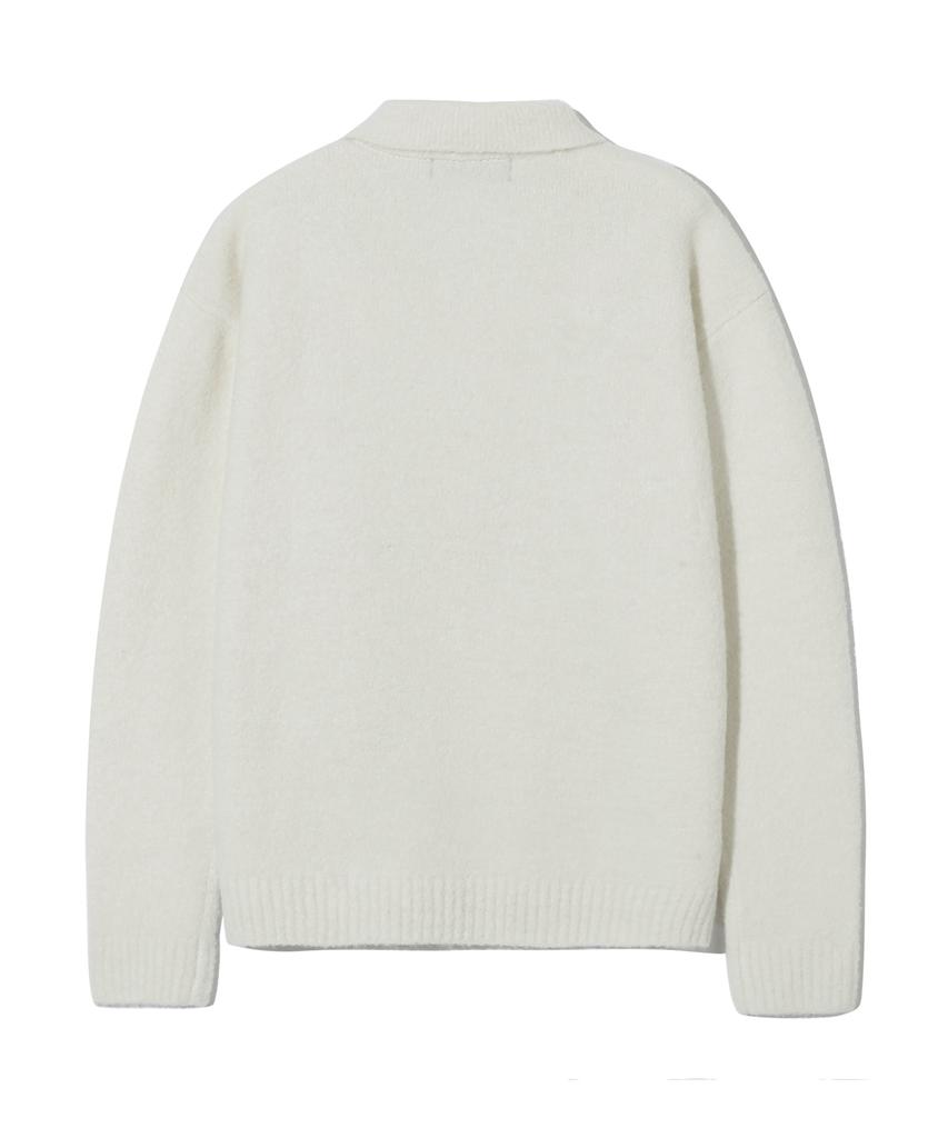 Trillion Wool Boucle Collar Cardigan Knit (Ivory)