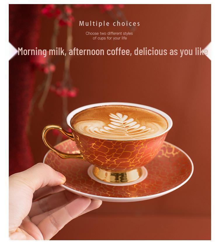 Vergoldetes Premium Knochenporzellan Kaffeetasse & Untertasse - Retro, Exquisit, Hochwertiges Geschenkset für den Hausgebrauch