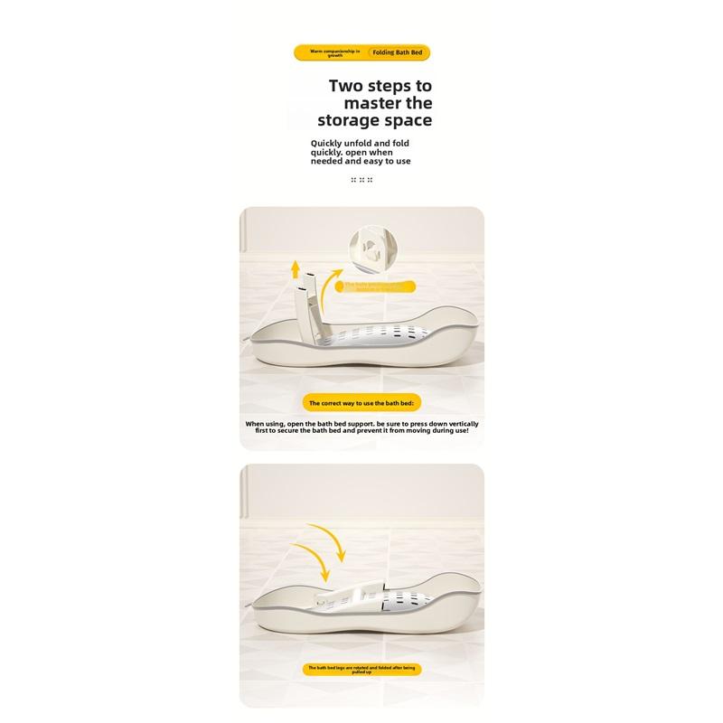 Newborn Bath Lying Rack, Baby Convertible Sit-Lie Bath Bed with Temperature Sensing, Universal Non-Slip Bath Net, Parent Helper