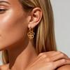 Boucles d'oreilles Fleurs en Acier Inoxydable sans ternissement Boucles d'oreilles Créoles Luxe Premium Or 18K Acier Titane Creux Bijoux d'Oreille