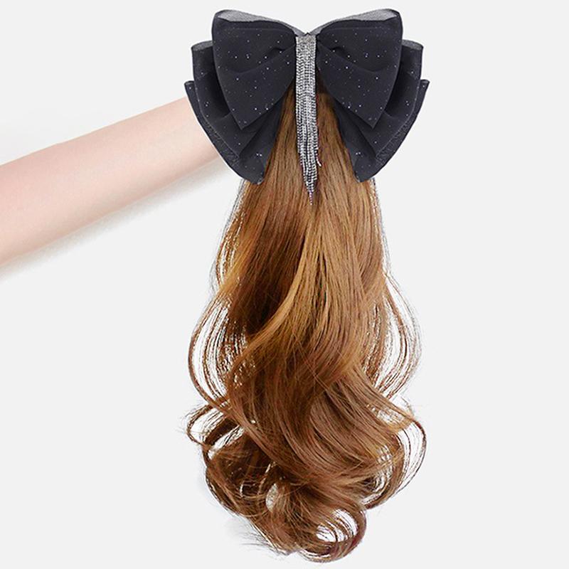 Tassel Bow Wig Ponytail Claw Clip Temperament Slightly Curly Hair Natural Heat-Resistant Hair Accessories