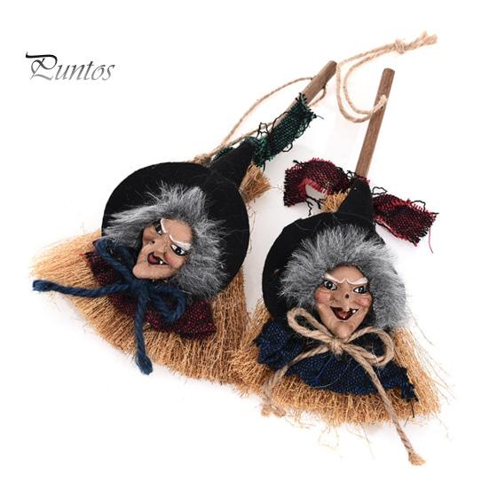 Halloween Witch Pendant Hanging Laughing Witch Broom Decoration Festival Home Decor Party Supply for Spooky Atmosphere