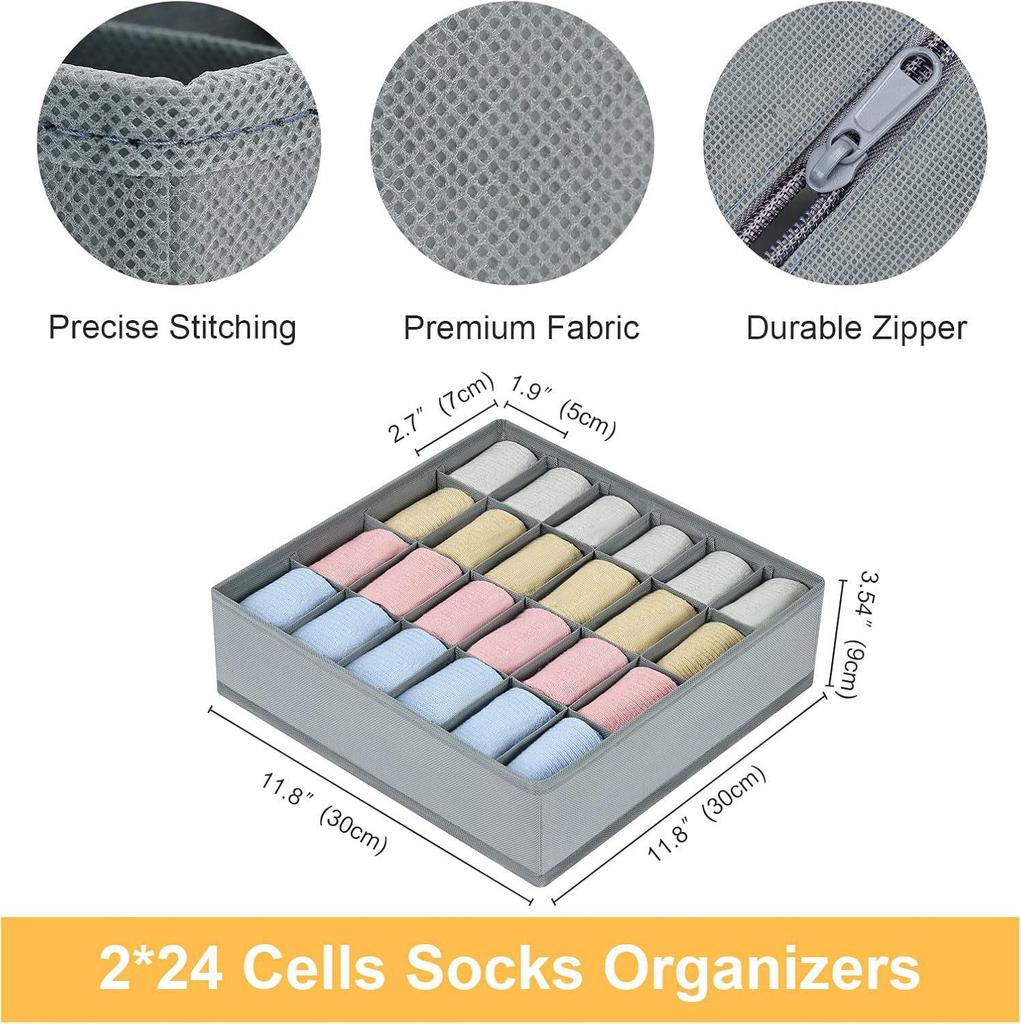 Foldable Cross-Border Fabric Storage Box with Underwear Organizer, Large Capacity Drawer Storage Box