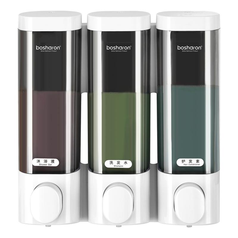 /ODM Wall-mounted Hand Soap Dispenser 3 in 1 Chamber Shampoo and Soap Shower Dispensers Wall Mounted Shower Dispenser Bottle