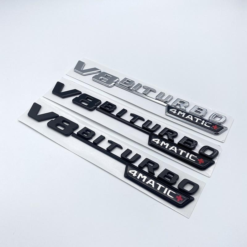 CXGSL1 Letter Emblem for Mercedes Benz AMG V12BITURBO V8 BITURBO 4MATIC+ Car Styling Fender Logo Sticker Chrome Black Red