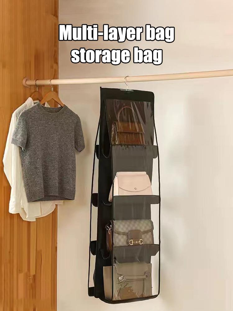 Handbag Hanging Storage Bag Storage Hanging Bag Non-Woven Multi-Layer Wardrobe Storage Dustproof Double-Sided Storage Bag