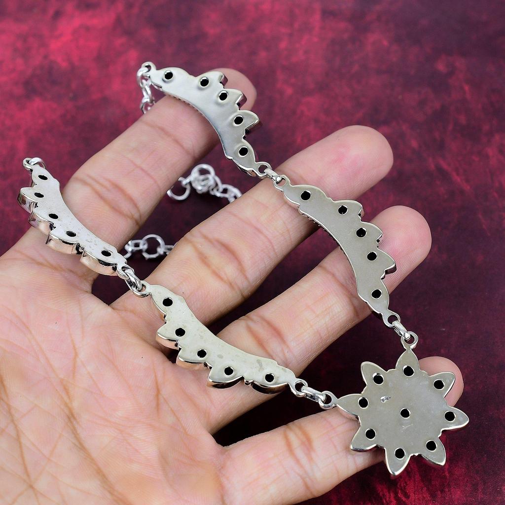 Schwarze Spinell Halskette, 925 Sterling Silber Halskette, handgemachter Edelstein Schmuck, Geschenke für Frau, brandneue Halskette