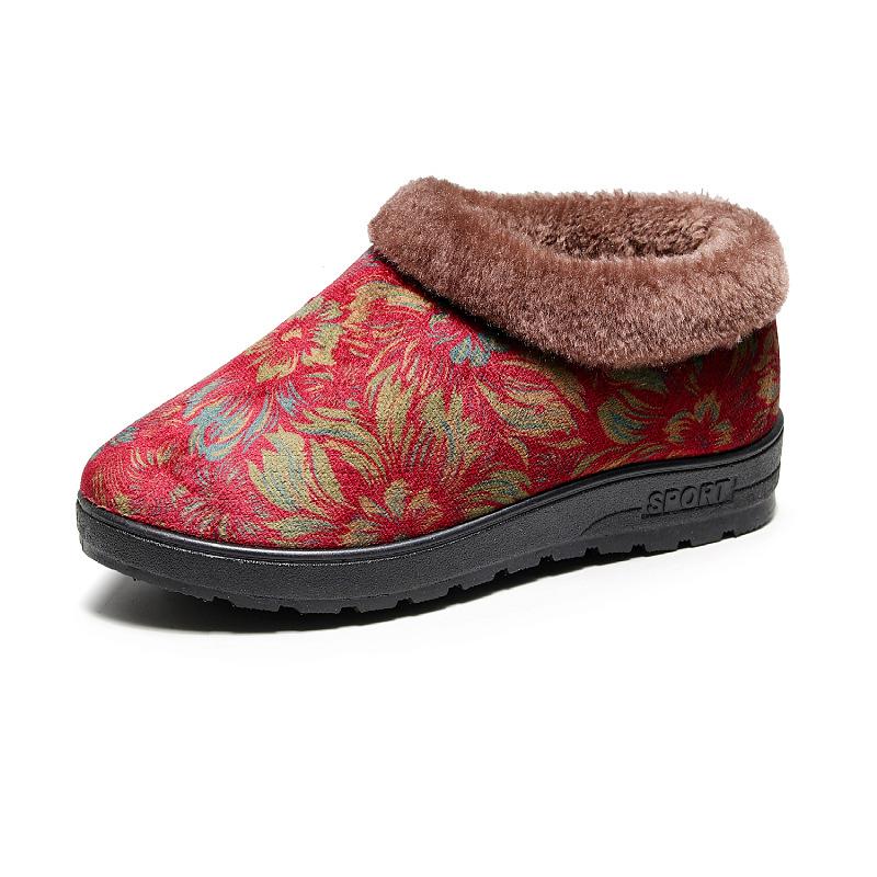 

Winter new non-slip velvet warm women s cotton drag mother shoes old Beijing middle-old soft-soled thickened flat-soled cotton shoes 35