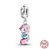 Fit Charms Fororiginal Bracelets Animal Series Flower Rabbit Holding Heart 100%Copper Jewelry Making For Women Gift