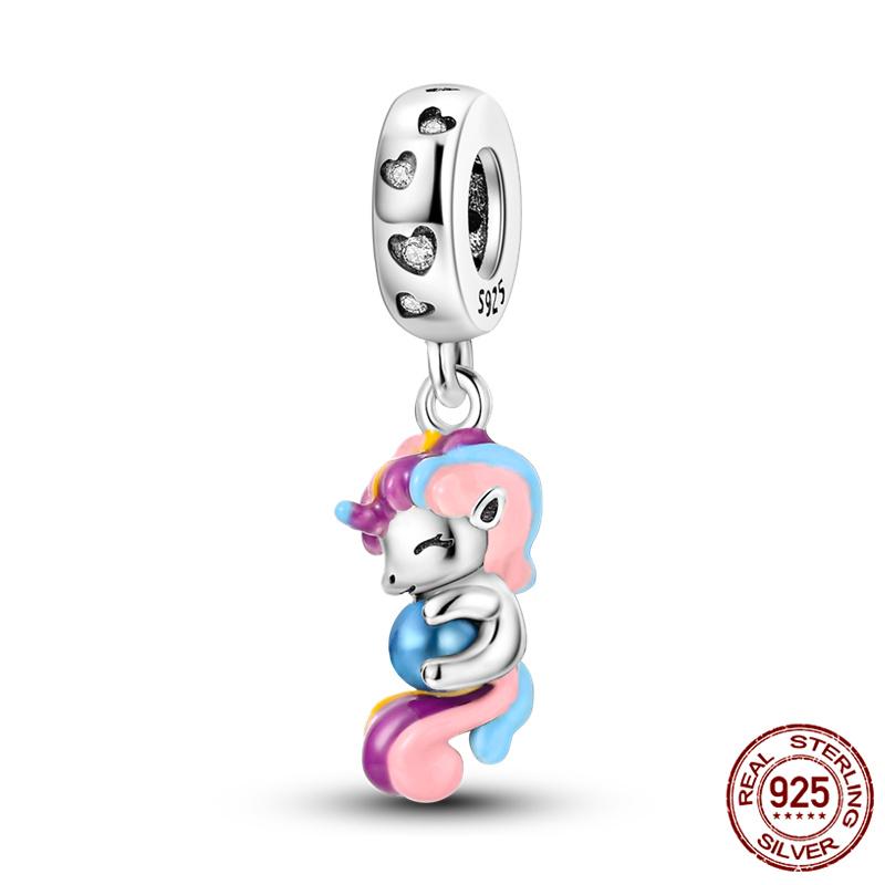 Fit Charms Fororiginal Bracelets Animal Series Flower Rabbit Holding Heart 100%Copper Jewelry Making For Women Gift