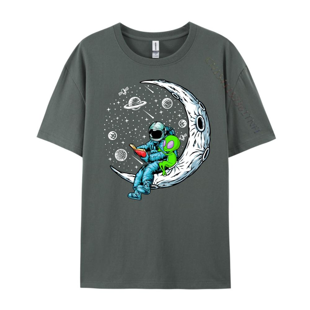 Funny Alien Astronaut Reads Book Outer Space Book Readers Cute Oversized T Shirt Unisex Short Sleeve Tee Cinco de Mayo
