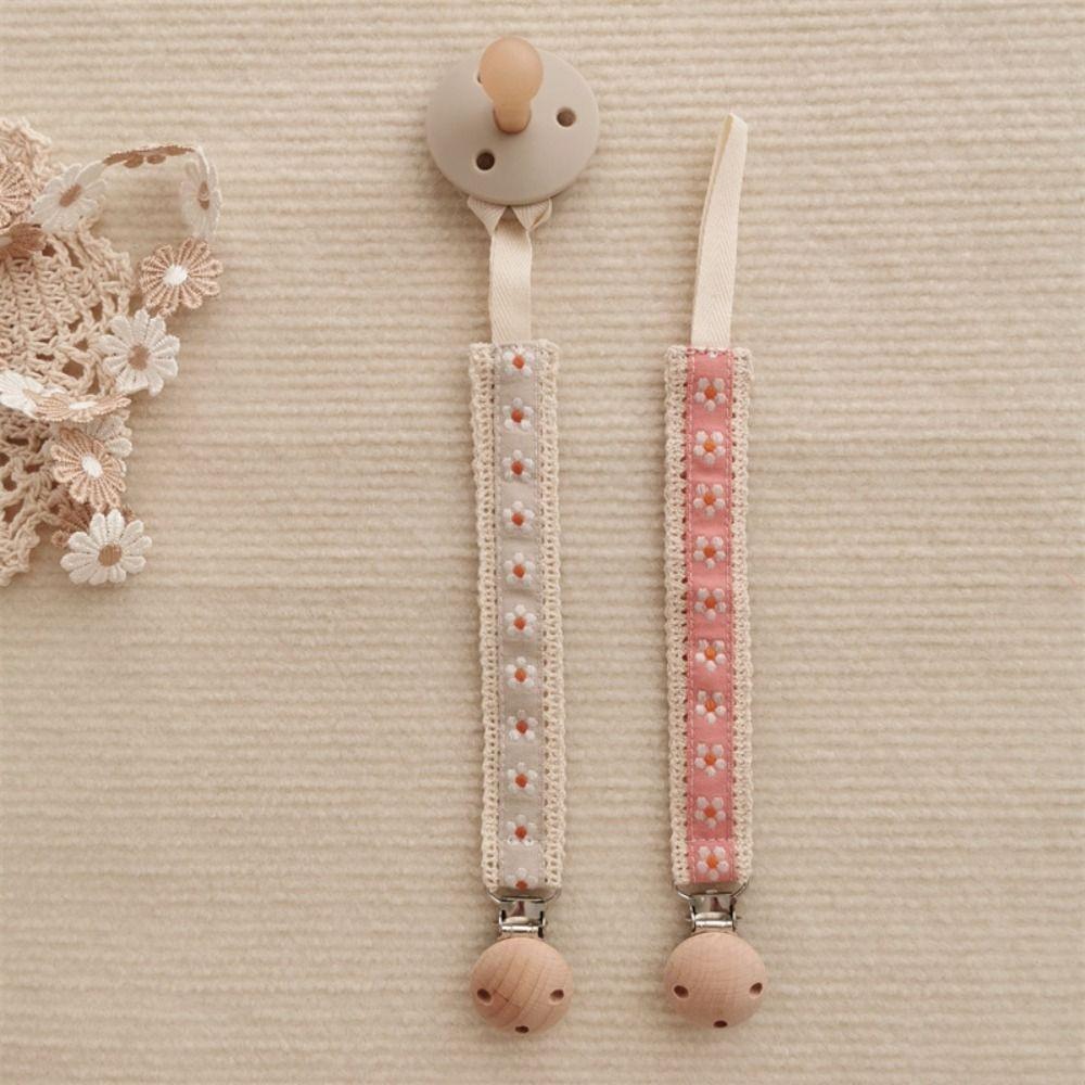 Ethnic Style Soother Holder Floral Nipple Holder Clips Colorful Baby Cloth Pacifier Chain Children