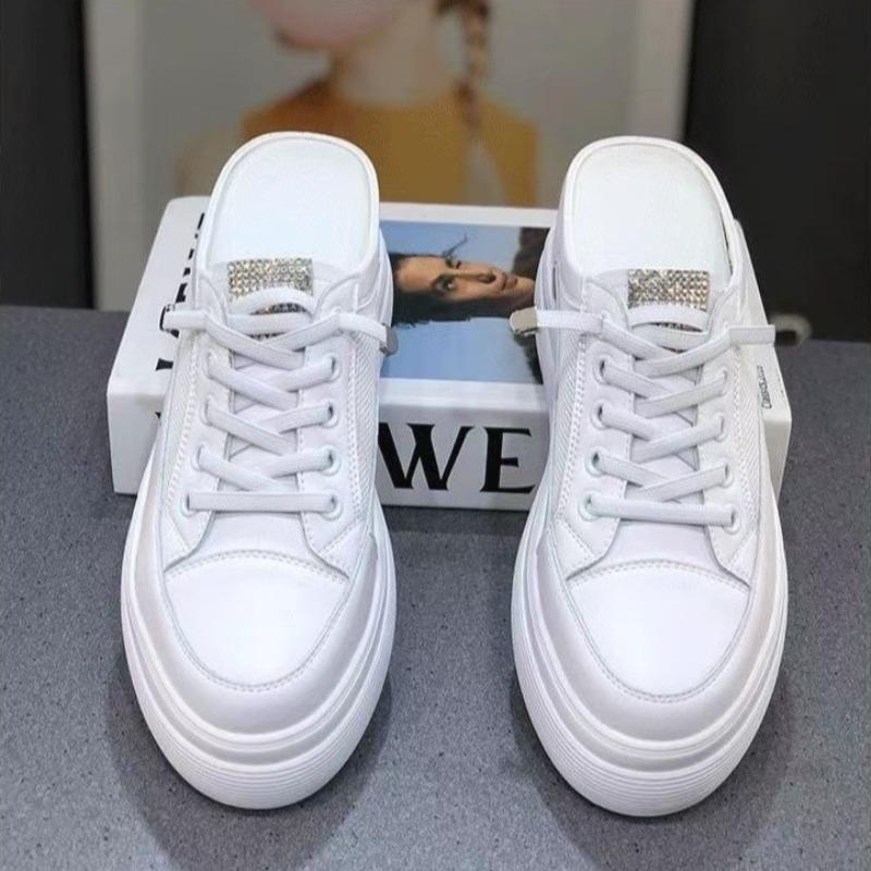 Women's Platform Shoes Fashion Baotou Half Slipper Summer Mesh Breathable Casual Mules Shoes for Women Designer Vulcanize Slides