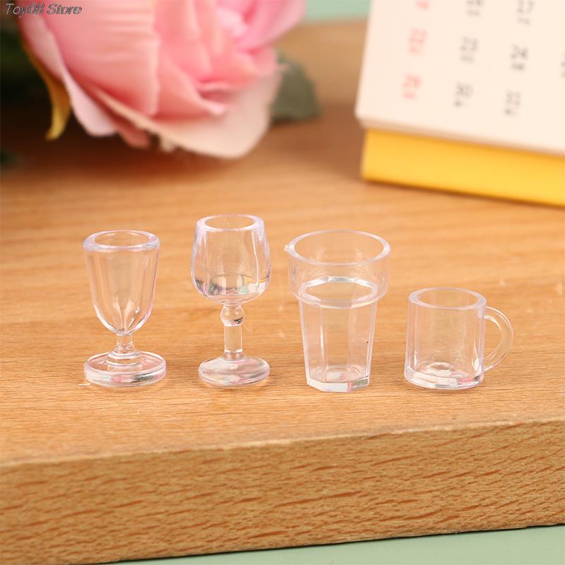 10Pcs 1:12 Dollhouse Simulation Mini Red Wine Cup Goblet For Dollhouse Kitchen Bar Miniature Accessories