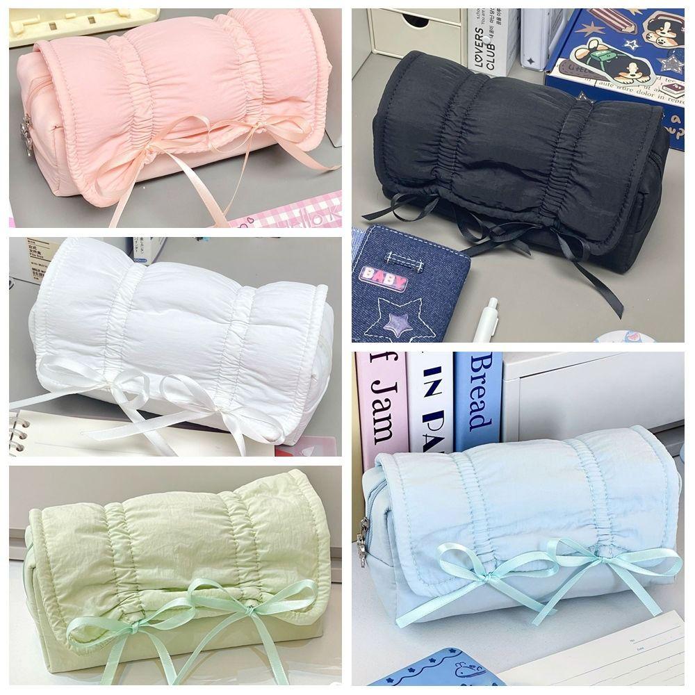 Bow Drawstring Pencil Case Large Capacity Stationery Storage Bag Back To School Gift