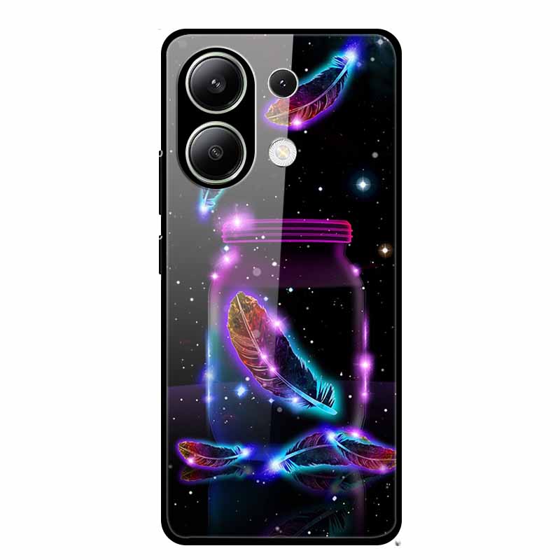 Glass Back Cover For Xiaomi Redmi Note 13 Case Note13 Pro Coque Hard Tempered Glass Case For Redmi Note 13 Pro Case Soft Bumper