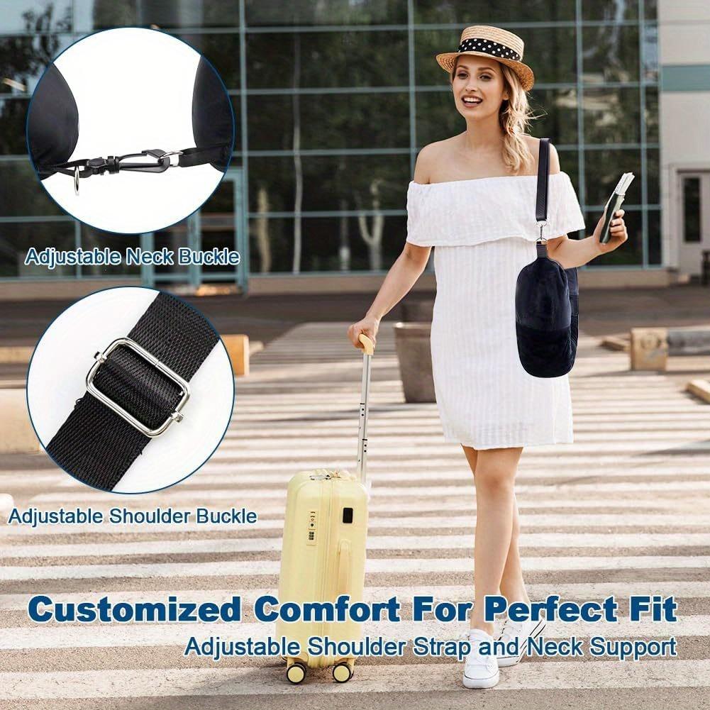 Travel Neck Pillow with Fillable Clothing U-Shaped Pillowcase, Extra Storage Bag, Soft Neck Pillow Cover, Portable Essential for Airplane Travel