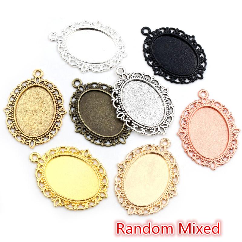 10 Stück 18x25mm Innenmaß 8 Farben Vintage Stil Cameo Cabochon Basis Fassung Anhänger Halskette Schmuckzubehör