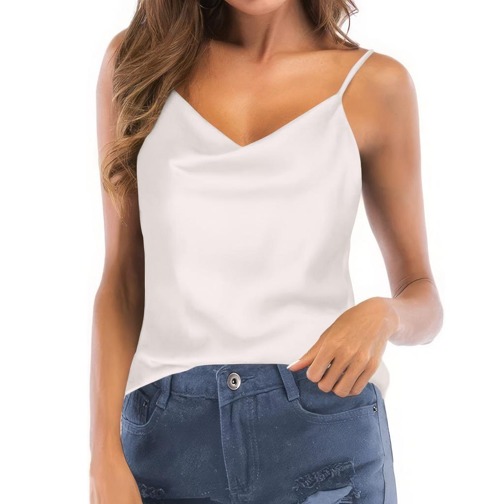 Vestă subțire, fără mâneci, cu bretele spaghete, de culoare solidă