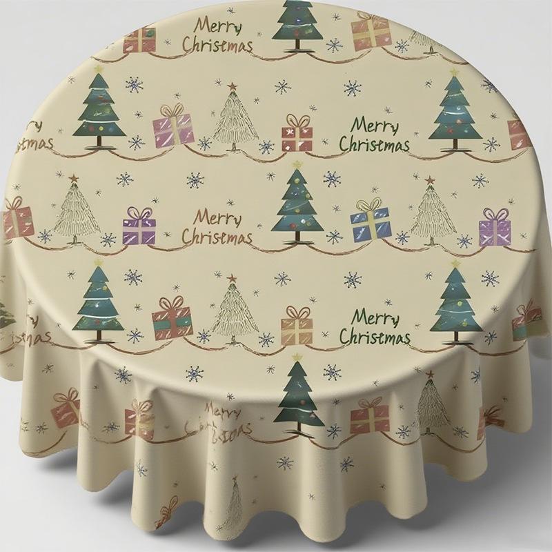 Christmas round tablecloth tablecloth living room home holiday decoration heat insulation anti-scalding tableware