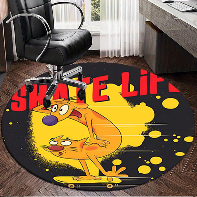 Cat Dog Adventure Round Rug for Livingroom,Bedroom, Palyroom, Chair Rug, Area Rug, Circle Carpet, Large Size Fan Christmas Gift