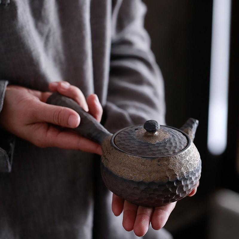200ml Coarse Pottery Teapot Warm Tea Vintage Ceramic Boiling Teapot Kung Fu Tea Set