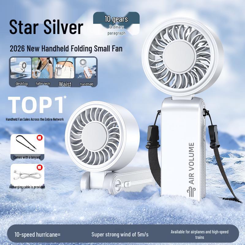 Genuine Handheld Semiconductor Cooling Fan with Ice Pack for Home, Office, and Outdoor Use - Foldable Design