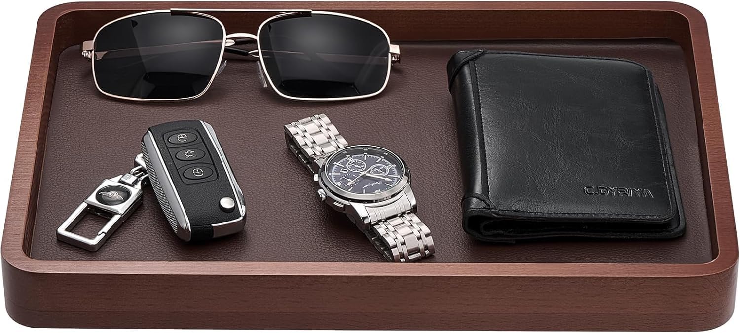 ProCase Bullet Tray Wooden Nightstand Organizer Organizes and Personal Items Desktop Storage Men s - Glasses, Keys, Wallet, Smartphone, Watch, -