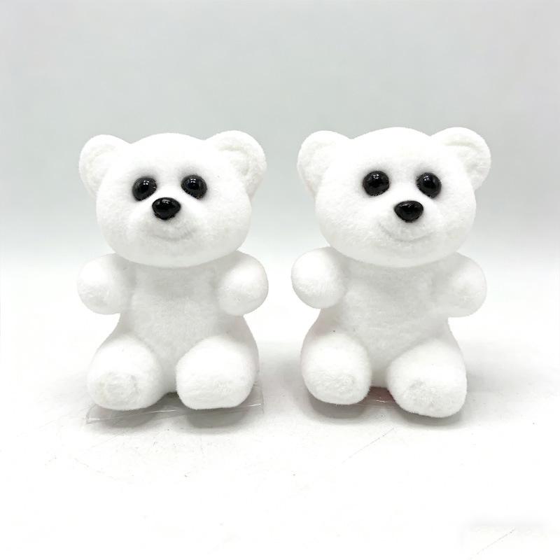 

Flocked Foam Red Teddy Bear Ornament - 9.5cm Cute Cartoon Figurine for DIY Crafts грязно-белый