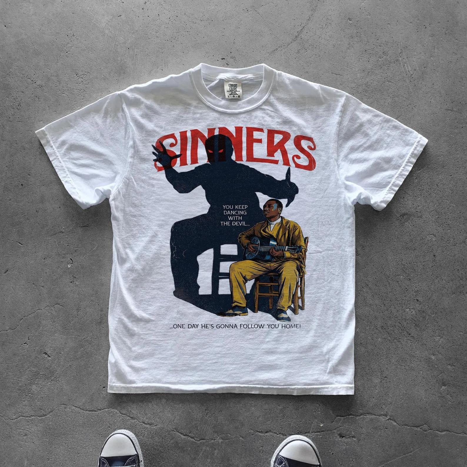 Sinners Movie Graphic Tee, Horror Film Bootleg Shirt, Vintage Scary Movie Gift L