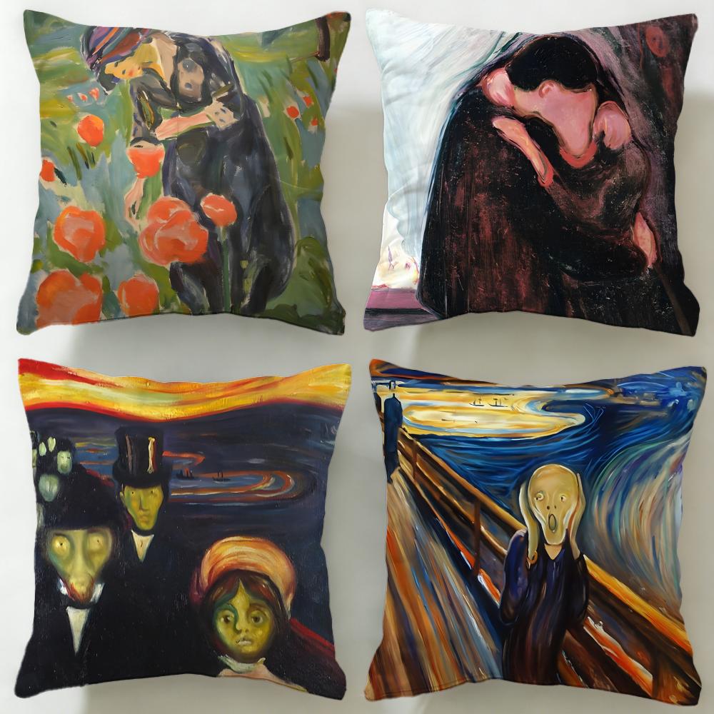 Classic Painter Edvard Munch Cushion Cover Soft & Easy-Wash Pillow Case – Versatile for Couch, Bed, Travel and Office