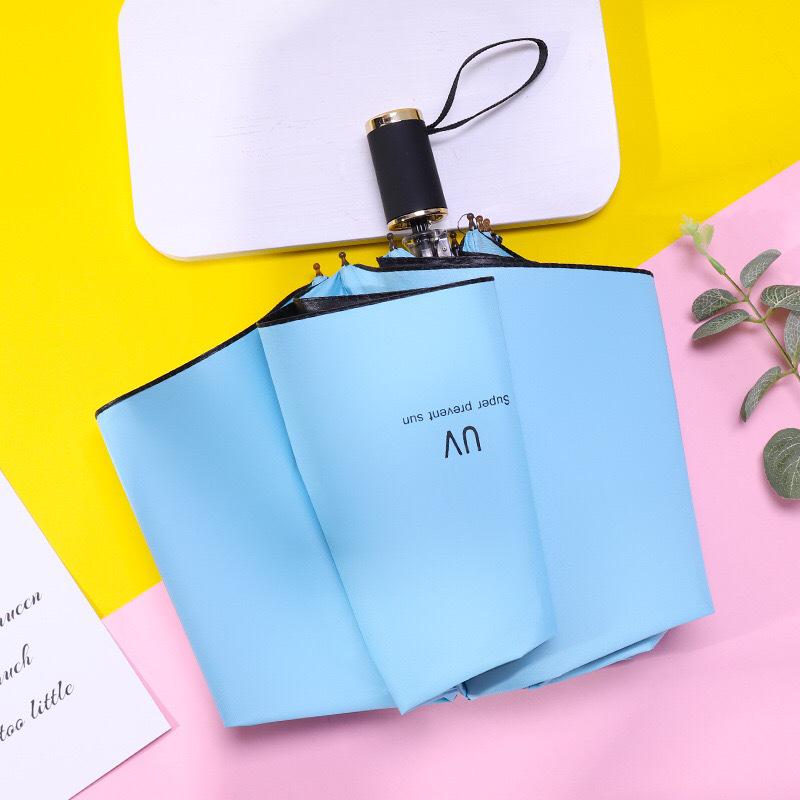 UV Protection Automatic Three-Fold Black Umbrella with Custom Logo for Men and Women