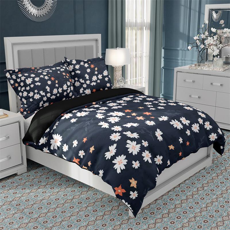 

Floral Duvet Cover Microfiber 2/3pcs Queen Daisy Bedding Set Leaves Plant Print Soft Breathable Quilt Cover With Zipper Closure 70x133cm 2pcs