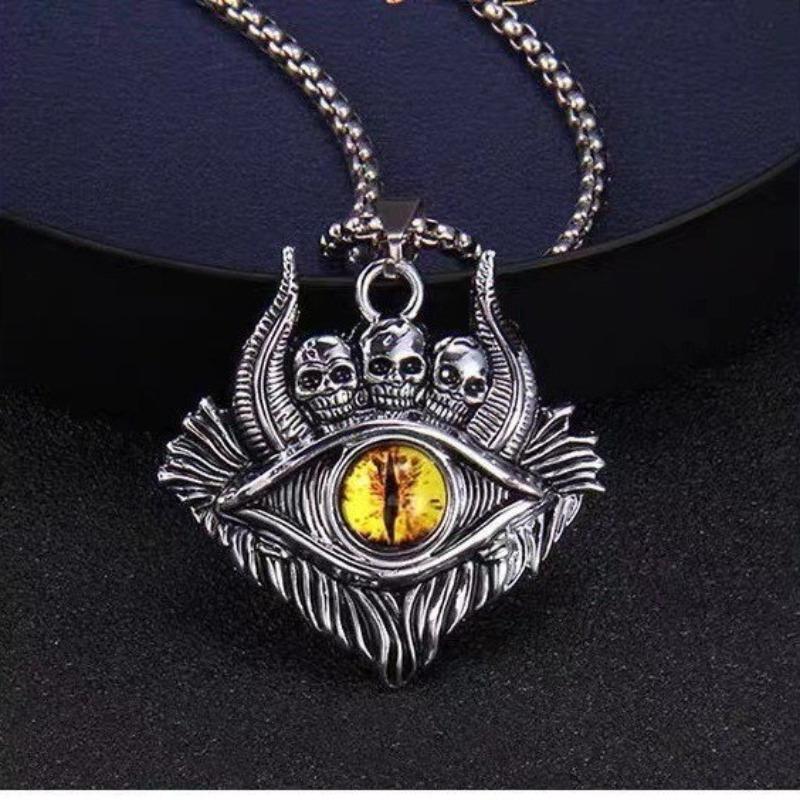 Devil s Eye necklace, European and American vintage style, skull, devil s eye, trendy men s necklace pendant