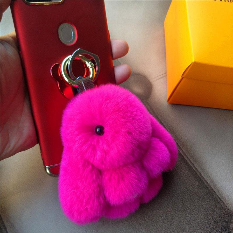 Roztomilý plyšový králíček Klíčenka Dámská Kožešinový Pom Pom Andělský Králík Kroužek na klíče Králík Pompom Plyšové Panenky Hračka Pro Dívky Taška Klíčenka do Auta 13cm