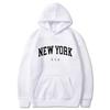 NEW YORK Letter U.S.A City Print Hoody Men Fashion Casual Long Sleeves Hooded Loose Oversize Pullover Hoodie Street Sweatshirt