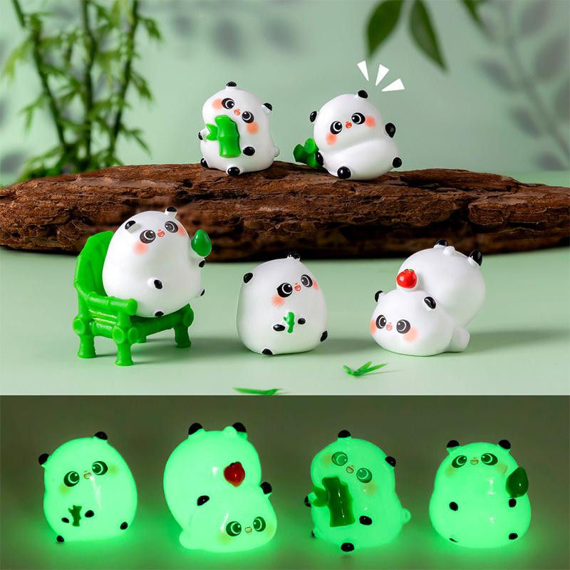 Miniatures Figurines Cute Panda Landscape Ornaments Diy Home Decorations Kawaii Animal Desktop Small Ornaments Accessories