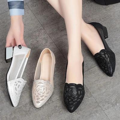 Mesh-Sandalen Damen Sommer All-Match Bequeme weiche Sohle Große Damenschuhe Flache hohle Einzelschuhe