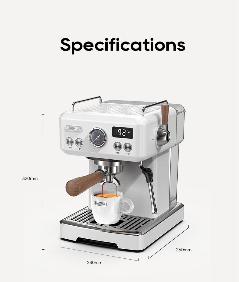 HiBREW H10 Plus Espresso Coffee Machine, 20Bar Semi-Automatic Coffee Maker, Fast Heating, Temperature Control, Steam Frother for Cappuccino Latte