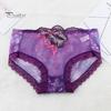 Underpants Women Panties Rose Embroidery Flower Print Mid Waist Stretch Briefs See-through Lace Sexy Ladies Underwear Daily Wear