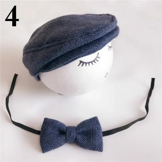 Newborn Photo Props Baby Boys Beret Hat + Bow Tie Set Newborn Newborn Photography Props Gentleman Cap Photo Outfit