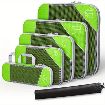 Kompressionspackkuber Set, Polyester Resväskor Organizer Tillbehör, Utbyggbara Förvaringspåsar Resväskor
