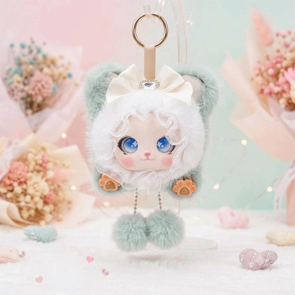 Big Ear Cat Plush Keychain Ornaments Car Key Ring Bag Decor Cat Doll Pendant Gift For Girls