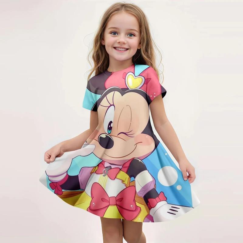 Summer Girls' Dress New Style Western Girl Short Sleeve Children's Short Sleeve Mickey