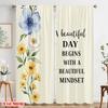 2pcs 2D Flat Printing Scene Curtains Beautiful Mindset Flower Floral 100% Polyester Fabric Without Electricity Festive Holiday