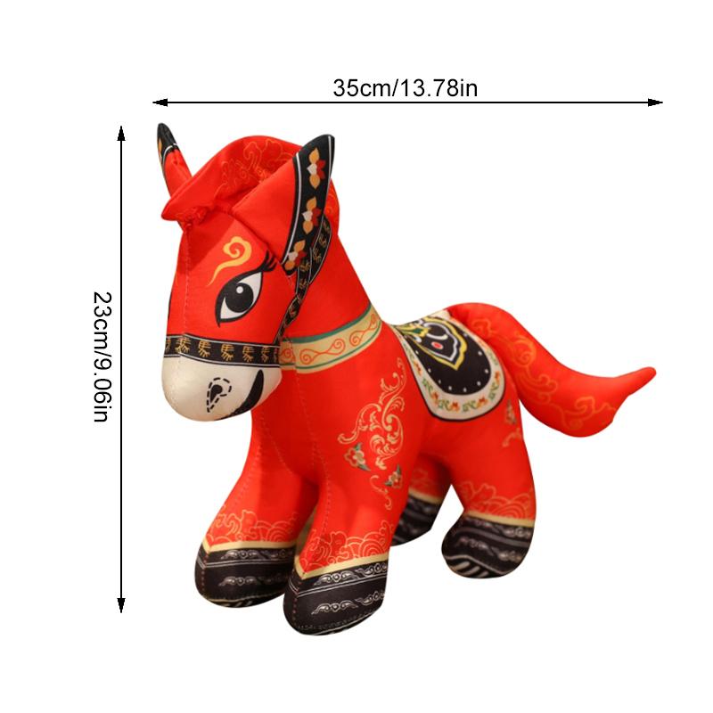 Soft Cute Chinese Style Fabric Horse Cushion with Anti-Slip Base Machine Washable Home Decor for Bed Sofa Chair Fun Gift
