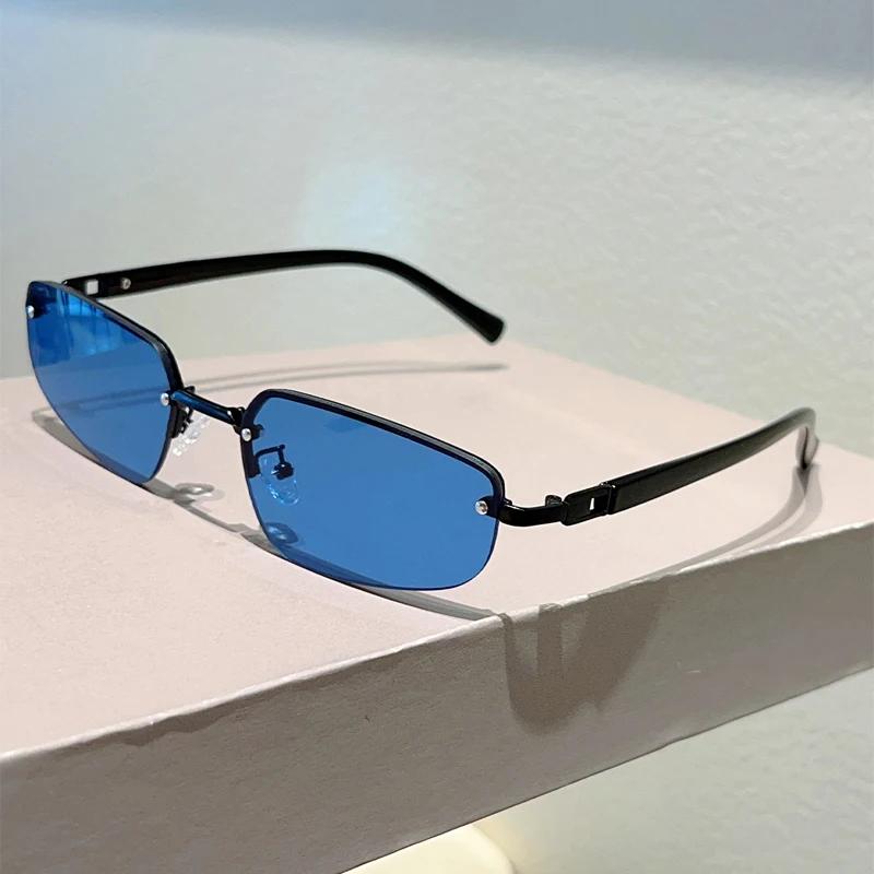 KAMMPT Rimless Sunglasses Men Women Solid Color Vintage Design Trendy Casual Outdoor Sun Glasses